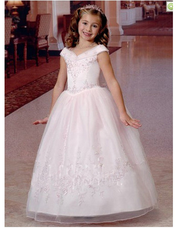 Adorable Princess Off-the-shoulder Lace-Up First Communion Dresses