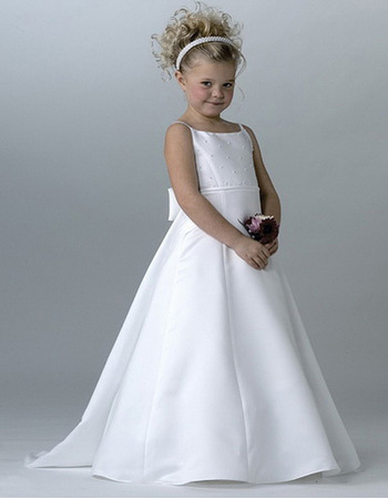 Spaghetti Straps First Holy Communion Dresses with Detachable Trains