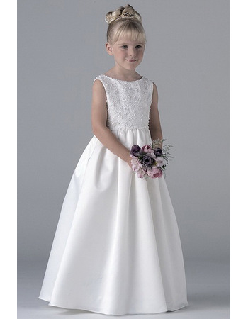 Discount Ball Gown Floor Length Satin First Holy Communion Dresses