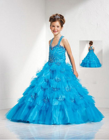 Tulle Layered Full Skirt Easter Girls Dresses/ Flower Girl Dresses