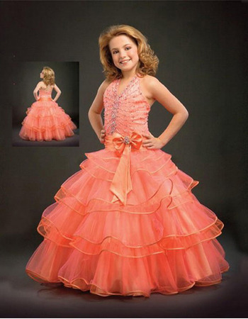 Orange Tulle Layered Easter Girls Dresses/ Flower Girl Dresses