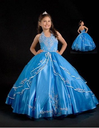 Ball Gown Applique Layered Easter Girls Dresses/ Flower Girl Dresses