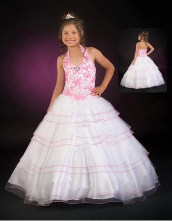 Full Skirt Applique Layered First Communion Dresses/ Flower Girl Dresses