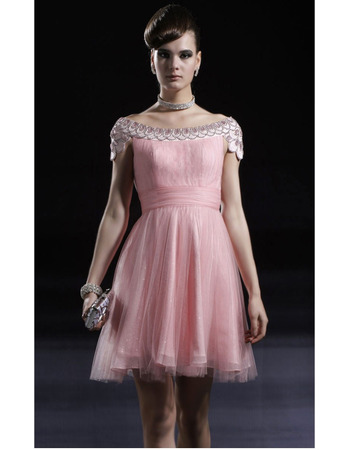 A-Line Short Holiday Dresses/ Designer Pink Organza Homecoming Dresses