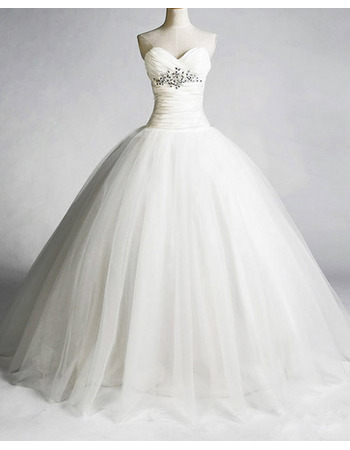 Discount Sweetheart A-Line Wedding Dresses/ Elegant Organza Floor Length Church Bridal Gowns