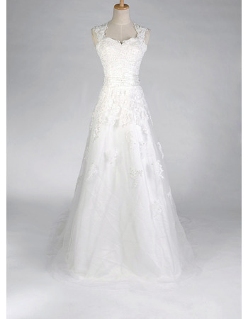 Fall A-Line Stylish Wedding Dresses/ Affordable Floor Length Backless Bridal Gowns