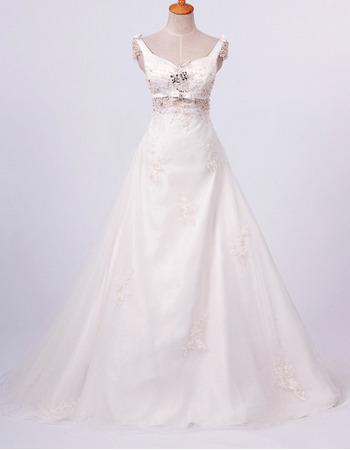 Fall Floor Length A-Line Wedding Dresses/ Affordable Satin Church Bridal Gowns