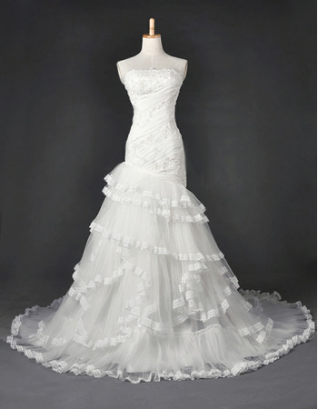 Discount Organza Mermaid Wedding Dresses/ Elegant Floor Length Church Bridal Gowns