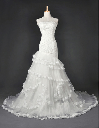 Discount Organza Mermaid Wedding Dresses/ Elegant Floor Length Church Bridal Gowns