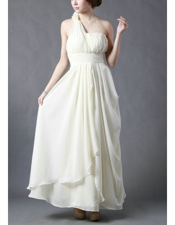 Discount Chiffon Empire Wedding Dresses/ Elegant One Shoulder Garden Bridal Gowns