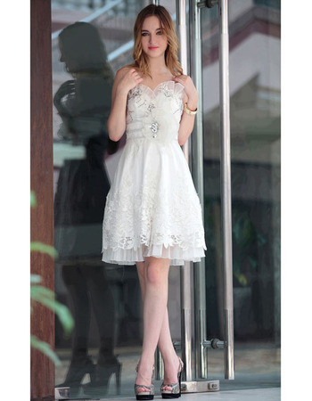 Top Custom A-Line Sweetheart Organza Knee Length Short Wedding Dresses/ Bridal Dresses