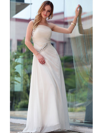 Custom Sheath One Shoulder Floor Length Chiffon Wedding Dresses
