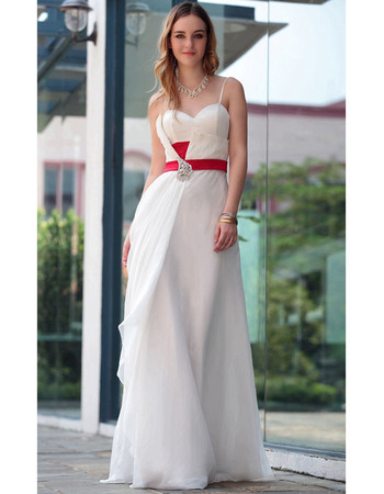 Informal Sheath Spaghetti Straps Floor Length Chiffon Wedding Dresses