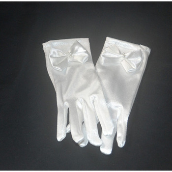 Wrist Elastic Satin White Flower Girl/ First Communion Gloves