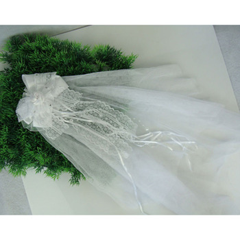 White Tulle Flower Girl Veils with Bows