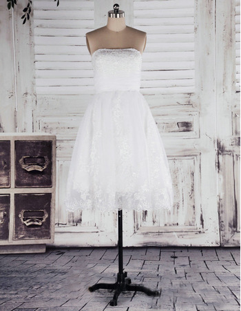 Elegant A-Line Strapless Applique Short Reception Wedding Dresses