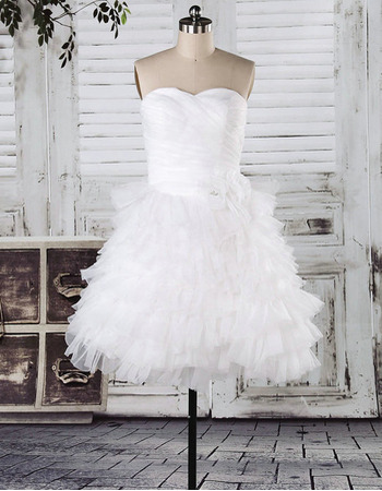 A-Line Sweetheart Ruffle Short Reception Wedding Dresses
