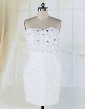 Summer Taffeta Sweetheart Column Short Petite Wedding Dresses