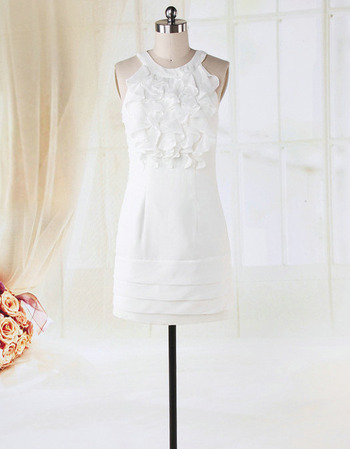 Elegant Satin Ruffle Column Short Beach Wedding Dresses