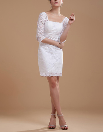 Affordable Summer Lace Short Beach Wedding Dresses with Sleeves