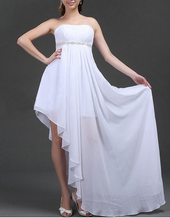 Discount Sexy Empire Strapless Chiffon Asymmetric Wedding Dresses