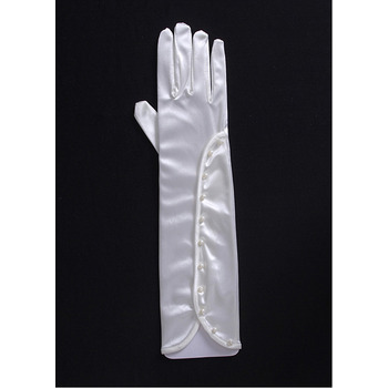 Elbow Jersey Ivory Wedding Gloves with Beads