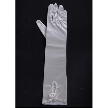 Elbow Jersey Ivory Wedding Gloves with Beads