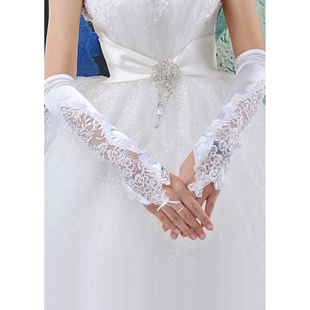 Elbow Satin Ivory Wedding Gloves