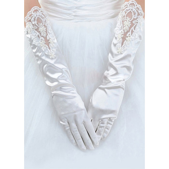 Elbow Satin Ivory Wedding Gloves