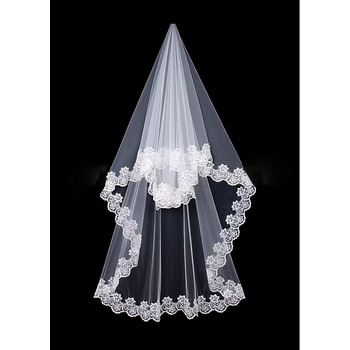 1 Layer Chapel with Lace Ivory Wedding Veils