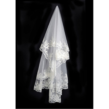 1 Layer Elbow with Applique Ivory Wedding Veils