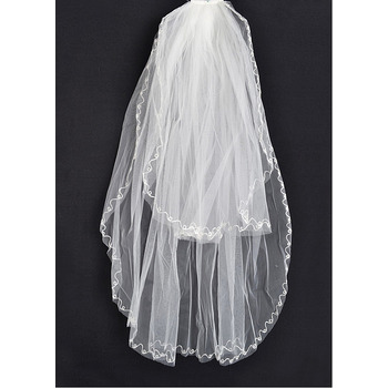 2 Layers Fingertip with Embroidery Ivory Wedding Veils