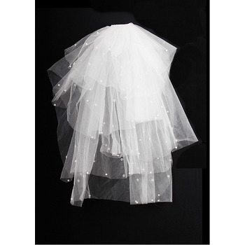 6 Layers Blusher with Pearls Ivory Wedding Veils