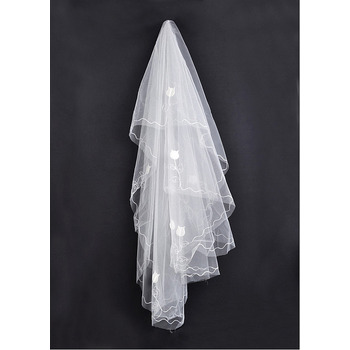 1 Layer Fingertip with Flowers Ivory Wedding Veils
