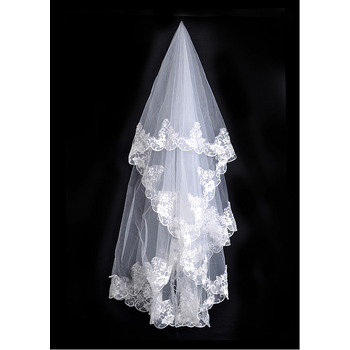 1 Layer Ballet with Applique White Wedding Veils