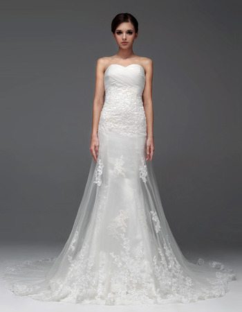 Elegant Mermaid/ Trumpet Sweetheart Chapel Train Organza Wedding Dresses