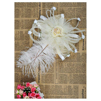 Chic White Organza Fascinators with Feather