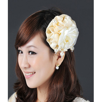 Elegant Ivory Satin Chiffon Fascinators with Beads for Brides