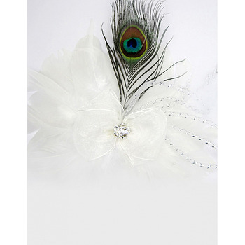 Bridal Chic White Chiffon Fascinators with Feather
