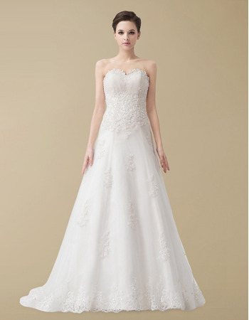 Elegant A-Line Sweetheart Court Train Bridal Gowns for Wedding