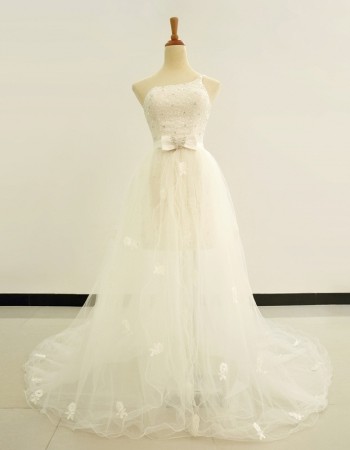 Sheath/ Column One Shoulder Wedding Dresses with Detachable Train