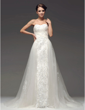 Designer A-Line Sweetheart Chapel Train Wedding Dresses