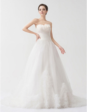 Designer A-Line Sweetheart Court Train Organza Wedding Dresses