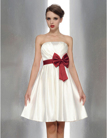 Inexpensive Princess Strapless Mini Bridesmaid Dresses with Sash