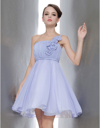Custom Princess One Shoulder Mini Chiffon Bridesmaid Dresses