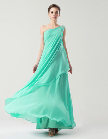 Custom One Shoulder Floor Length Chiffon Bridesmaid Dresses