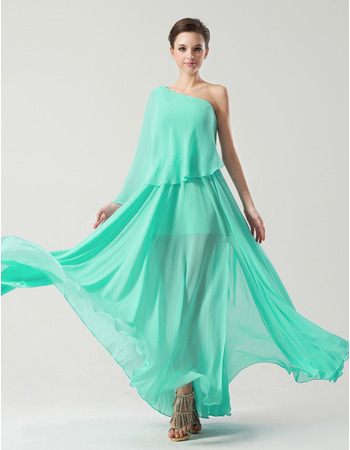 Designer One Shoulder Asymmetric Floor Length Chiffon Bridesmaid Dresses