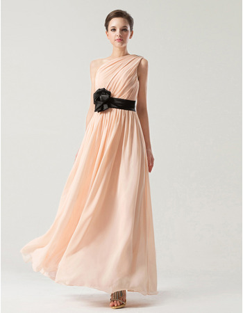 Custom One Shoulder Ankle Length Chiffon Bridesmaid Dresses