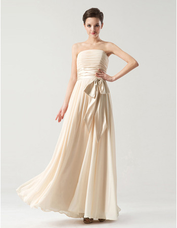 Discount Empire Strapless Floor Length Chiffon Bridesmaid Dresses