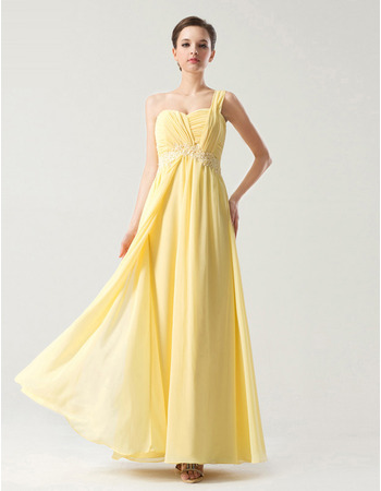 Custom Empire One Shoulder Long Chiffon Bridesmaid Dresses